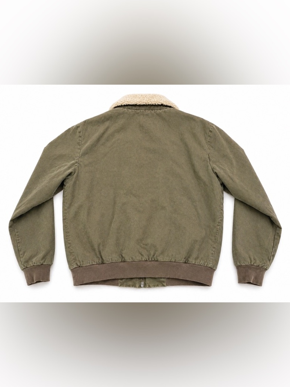 Brandy Melville Olive Bomber Jacket Sherpa Lining - Picture 3 of 3